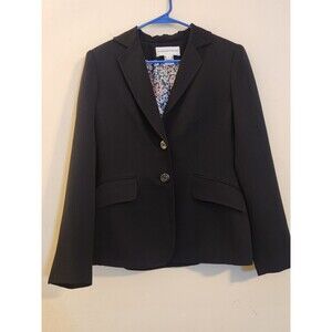 Jones New York Suit‎ Women's Size 6 Flower Lined Black Stripe Long Sleeve Jacket